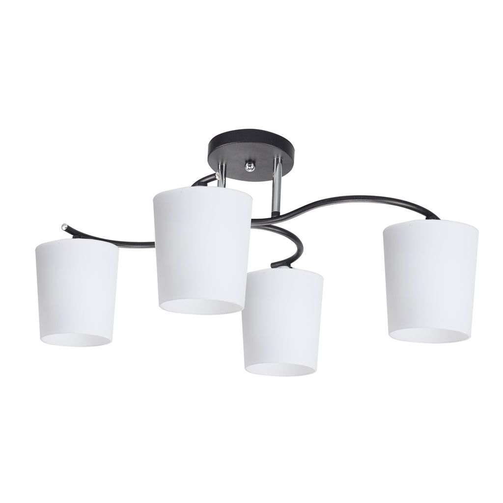 ESNYR lampa sufitowa chromowy+czarny 4x40 E27 klosz biały