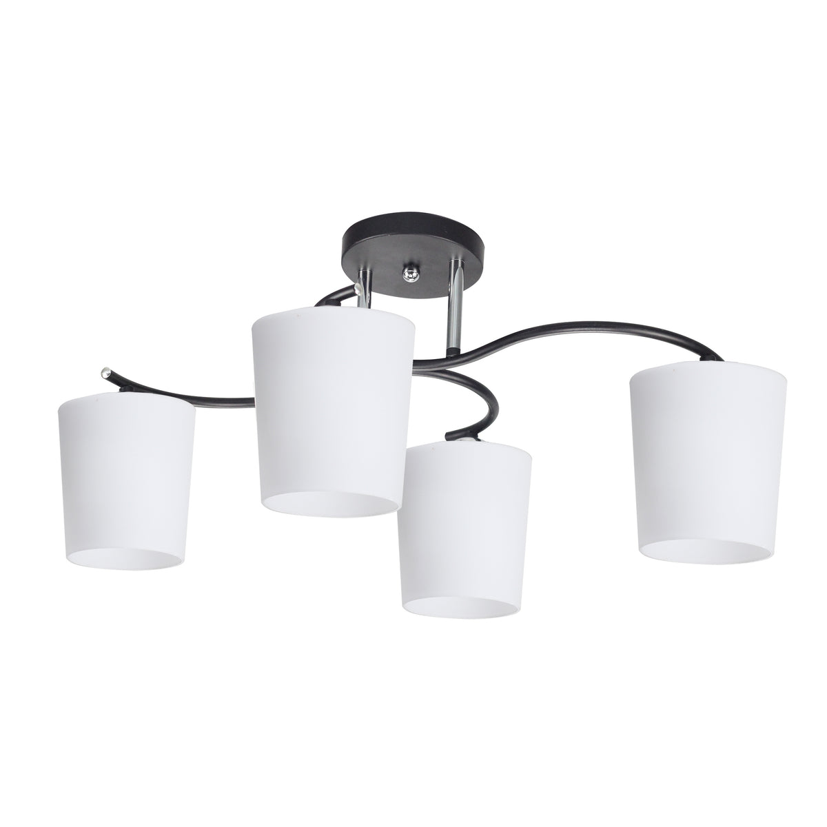 ESNYR lampa sufitowa chromowy+czarny 4x40 E27 klosz biały
