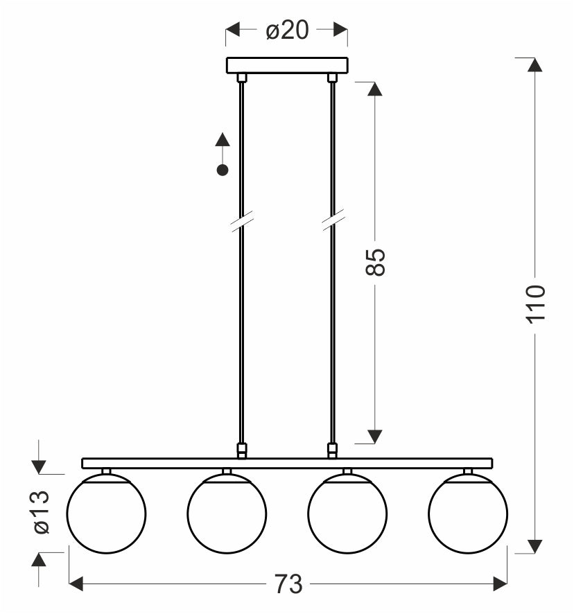 Carrine lampa wisząca drewniany 4x40W E14 klosz biały