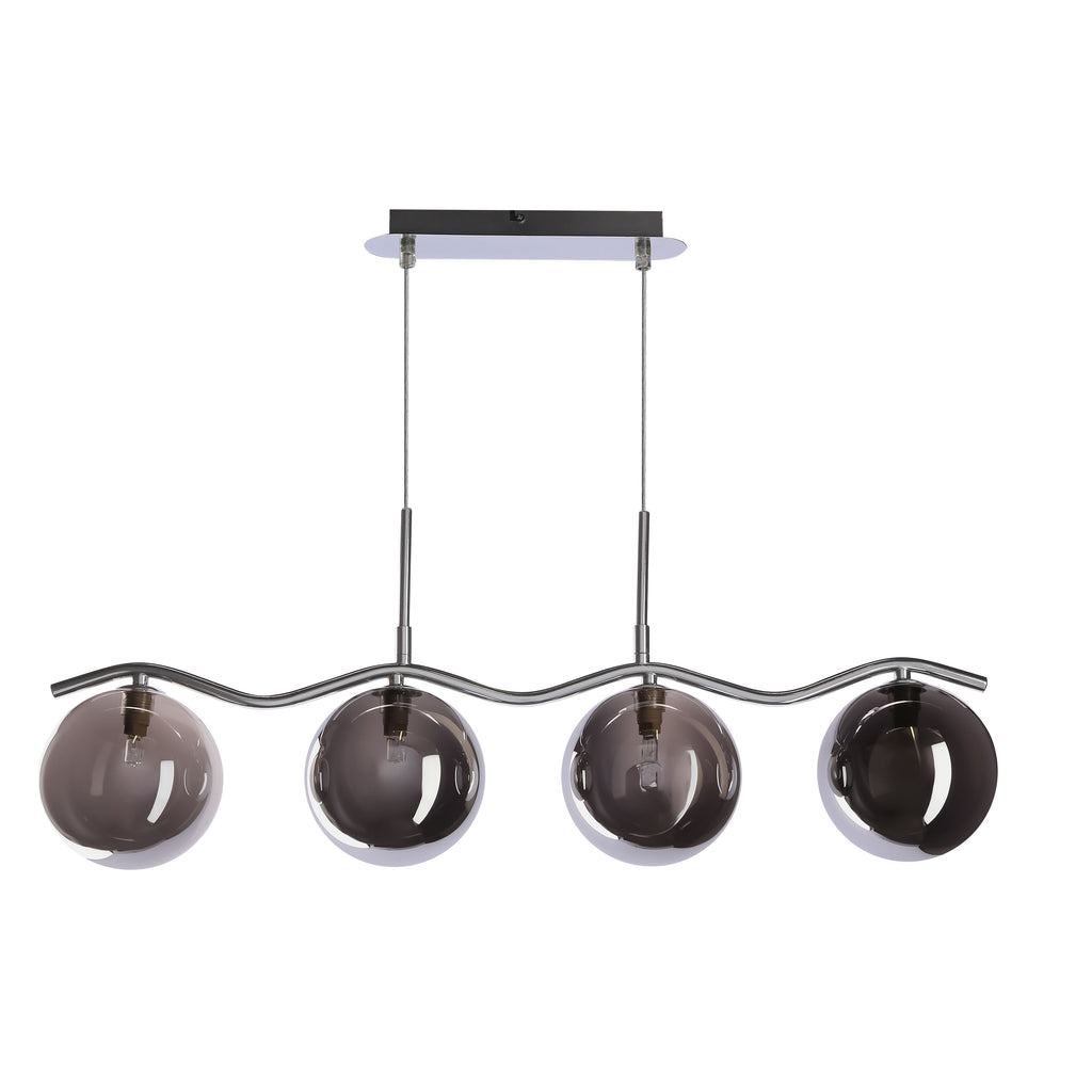 LUMOS lampa wisząca G9 chrom klosze szklane grafitowe nowoczesna elegancka oprawa oświetleniowa salon jadalnia sypialnia glamour