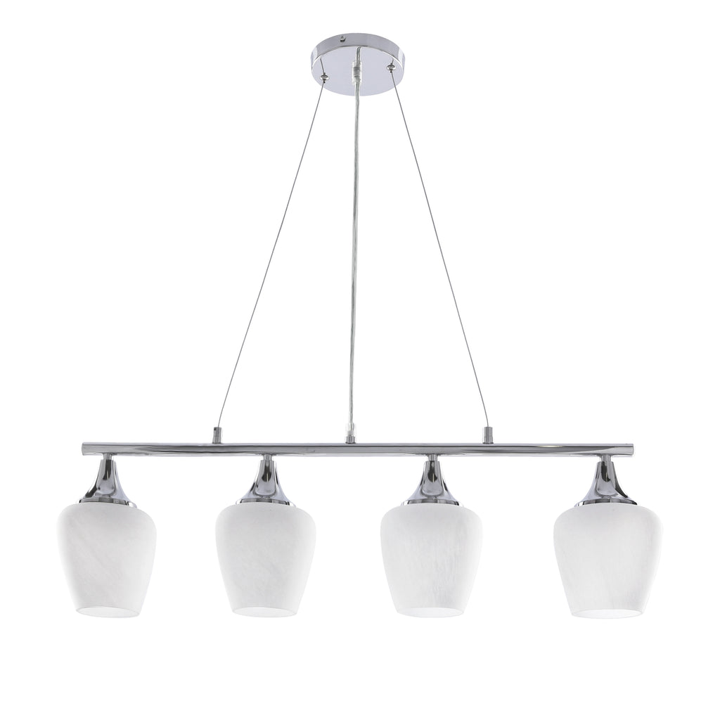 ELECTRA lampa wisząca chromowa 4x60W E27 białe klosze nowoczesna lampa sufitowa do salonu jadalni kuchni efektowny design