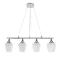 ELECTRA lampa wisząca chromowa 4x60W E27 białe klosze nowoczesna lampa sufitowa do salonu jadalni kuchni efektowny design