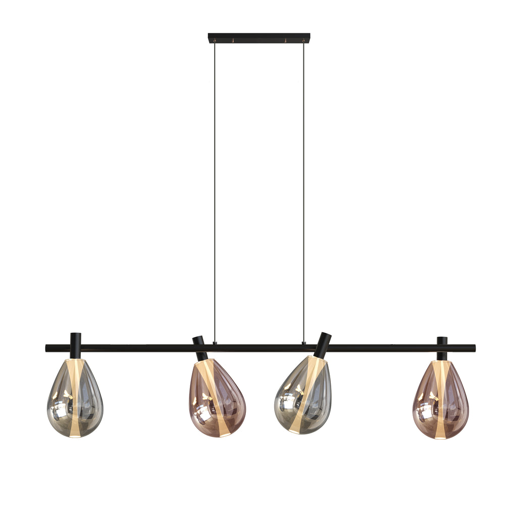DENSO lampa wisząca czarny 4x5W G9 klosz dymiony+miedziany