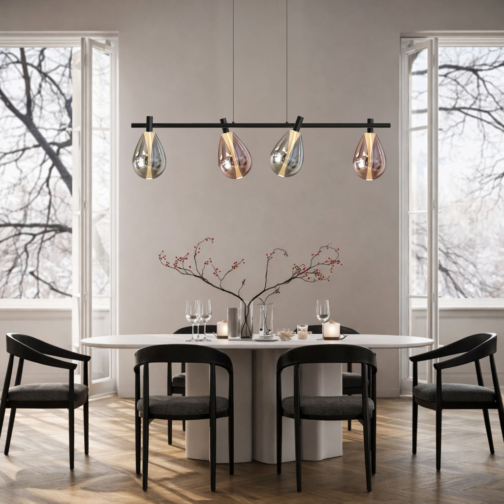 DENSO lampa wisząca czarny 4x5W G9 klosz dymiony+miedziany