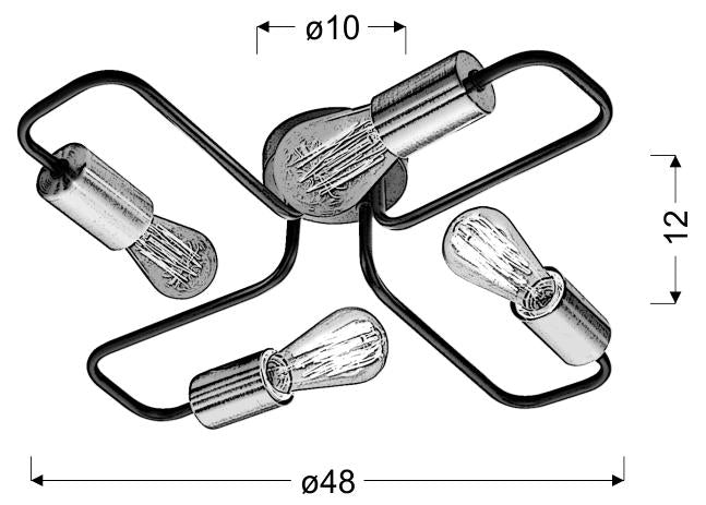 HERPE lampa sufitowa 4x60W E27 czarny