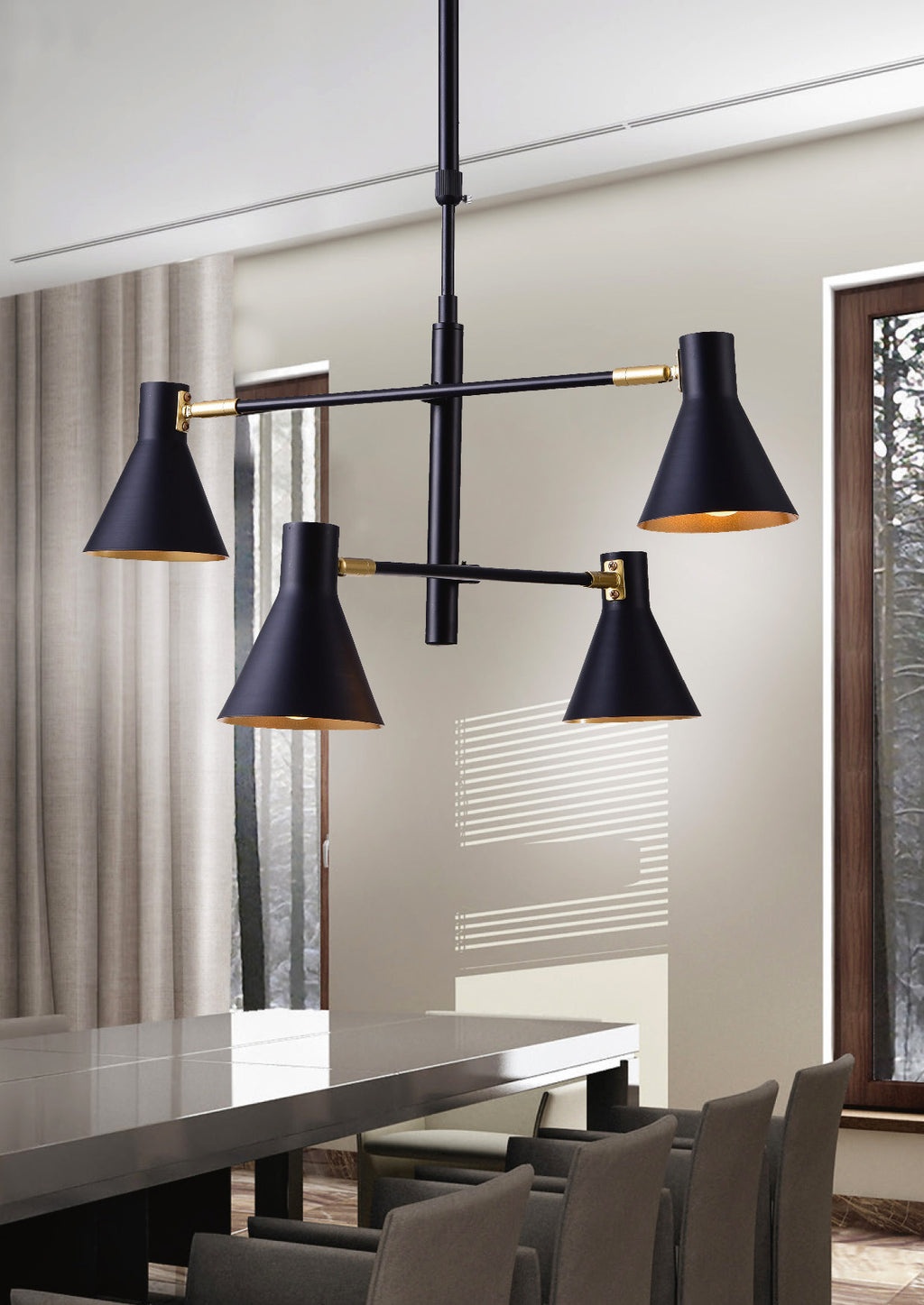 LESS lampa wisząca 4x40W E14 czarny matowy