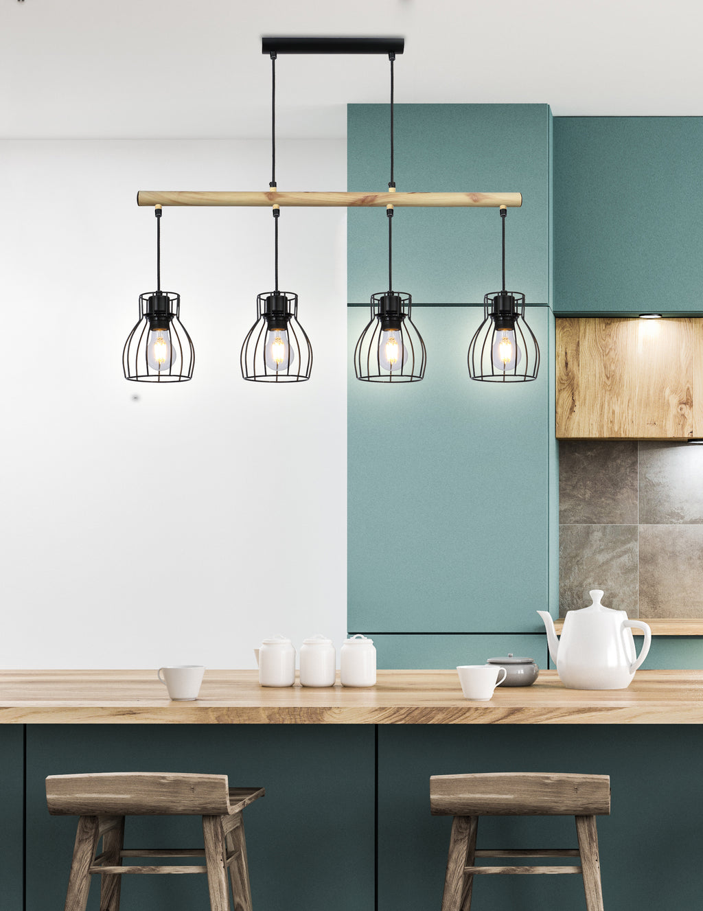 BERNITA lampa wisząca 4x60W E27 czarny