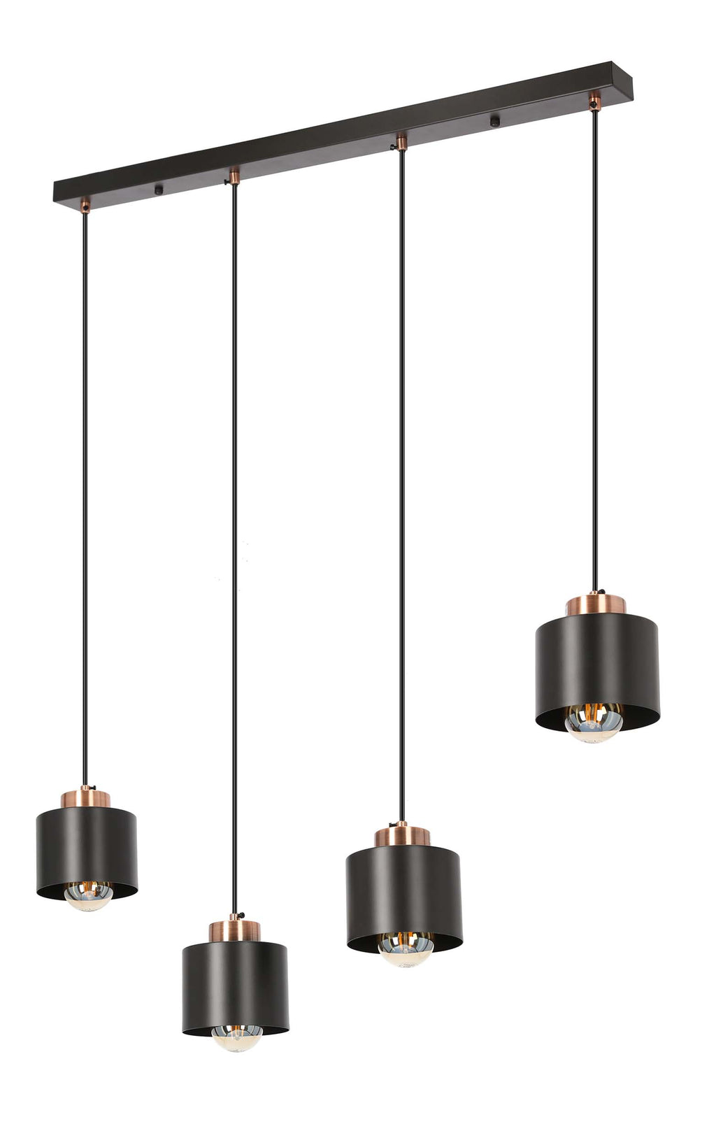 Olena lampa wisząca czarna 4x60W E27 klosz czarny
