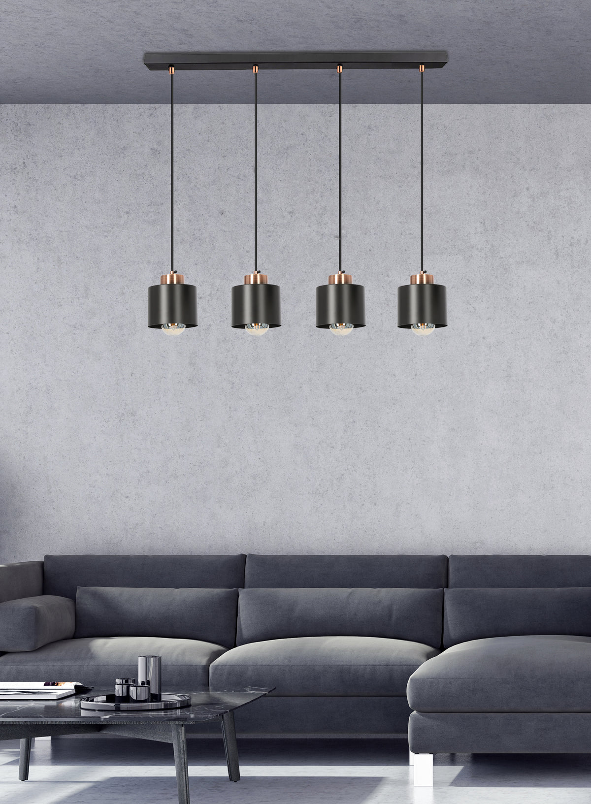 Olena lampa wisząca czarna 4x60W E27 klosz czarny