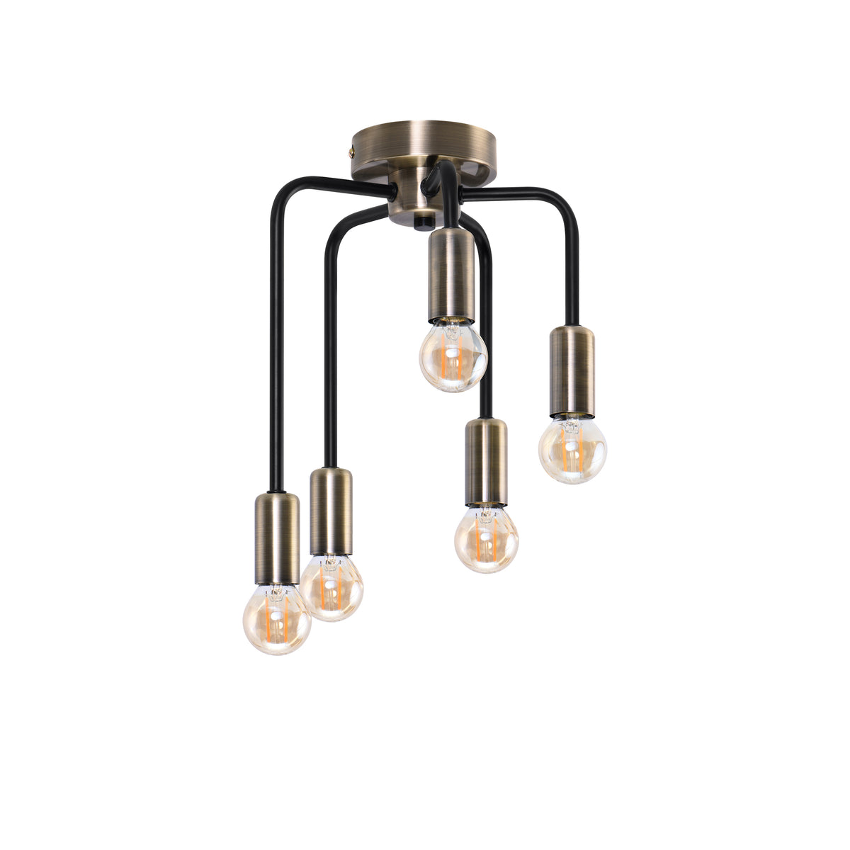 Saga lampa sufitowa patyna+matowy czarny 5x40W E14