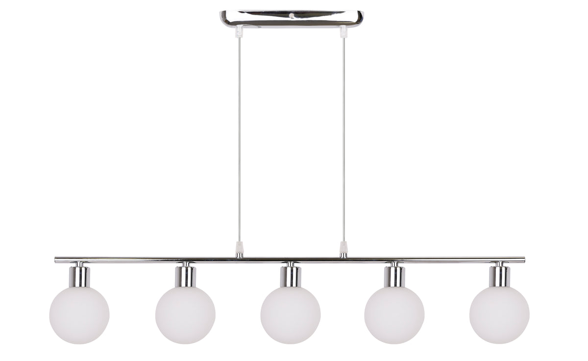 Oden lampa wisząca chromowy 5x40W G9 klosz biały