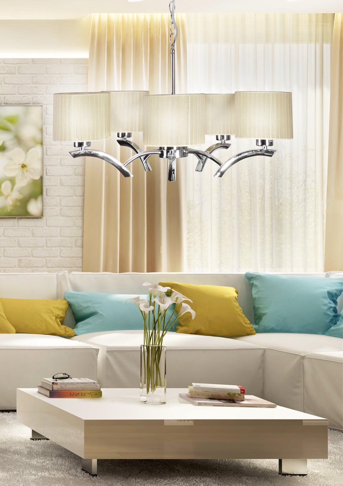 DRAGA lampa wisząca 5x60W E27 kremowy