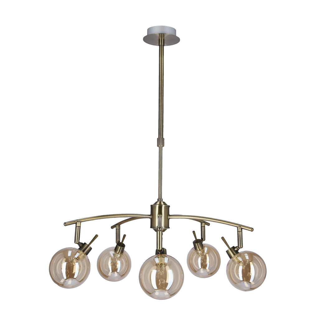 Lentini lampa wisząca patynowy 5x40W G9 klosz bursztynowy