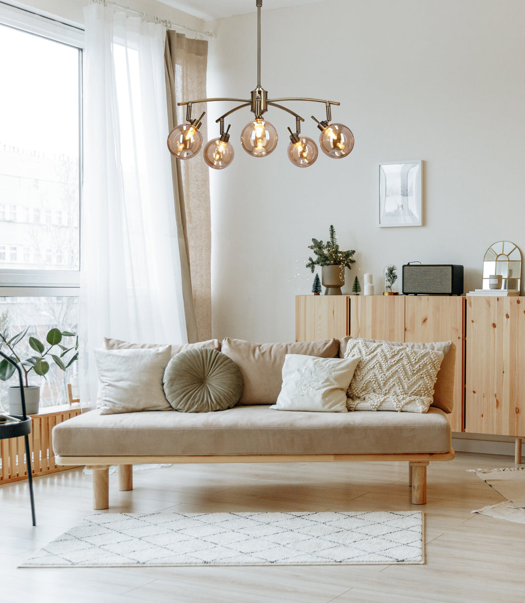 Lentini lampa wisząca patynowy 5x40W G9 klosz bursztynowy