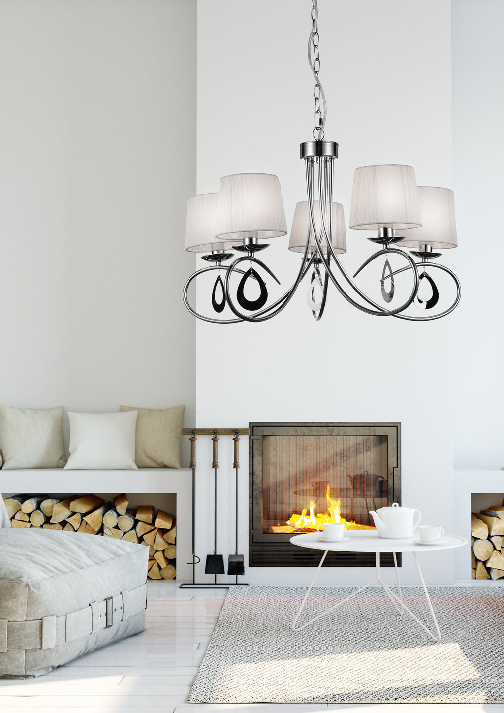 ARNIKA lampa wisząca 5x40W E14 chrom / biały