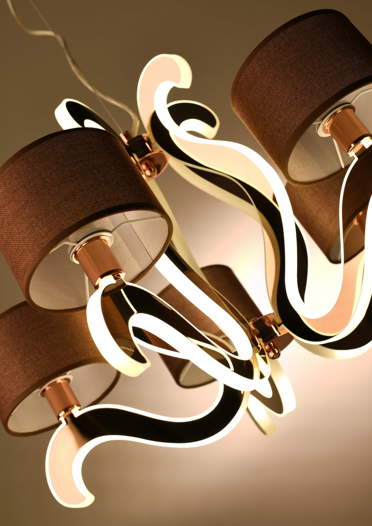 AMBROSIA 3 lampa wisząca 5x40W E14 + 43,4W LED miedziany