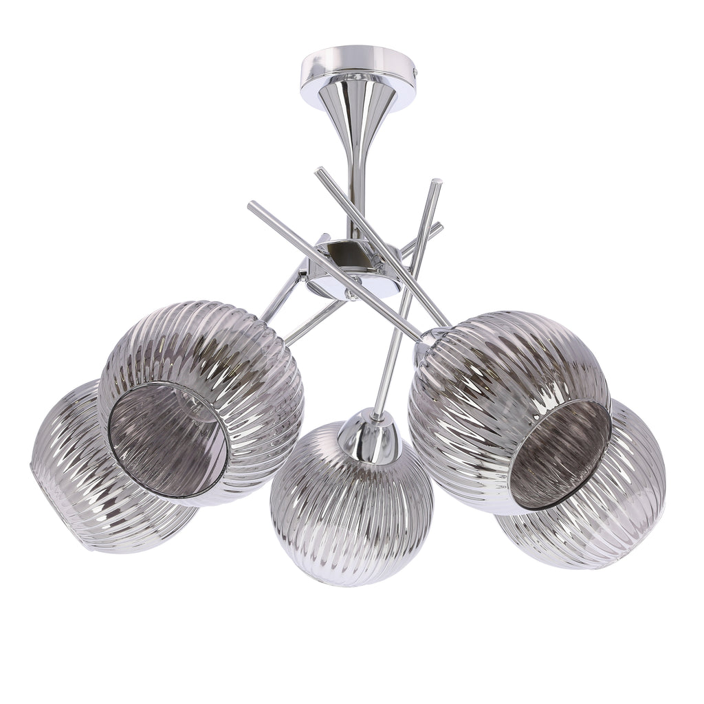 Lampa wisząca CESAR srebrna 5x40W E27 nowoczesna elegancja do salonu jadalni sypialni