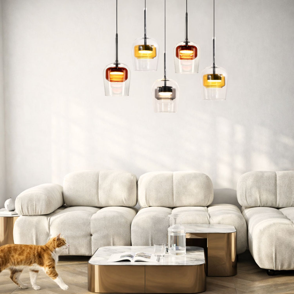 GLAXI lampa wisząca czarny 5x9W GX53 klosz bezb.+dym. br. żółty