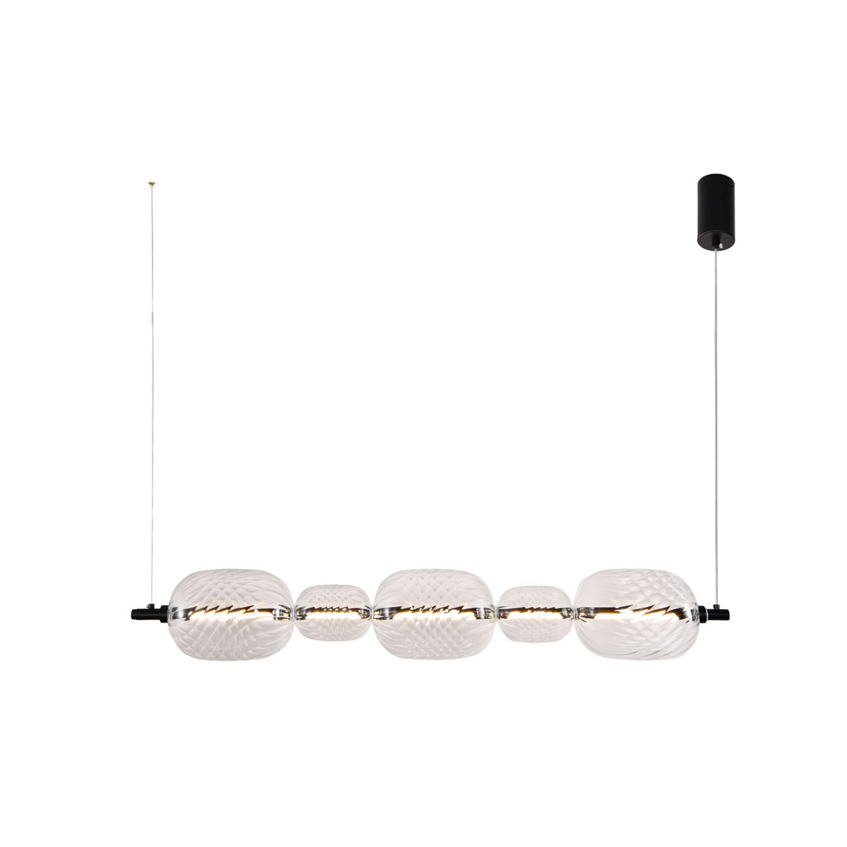 PLAYA lampa wisząca czarny pozioma 15W LED 3000K klosz bezbarwny