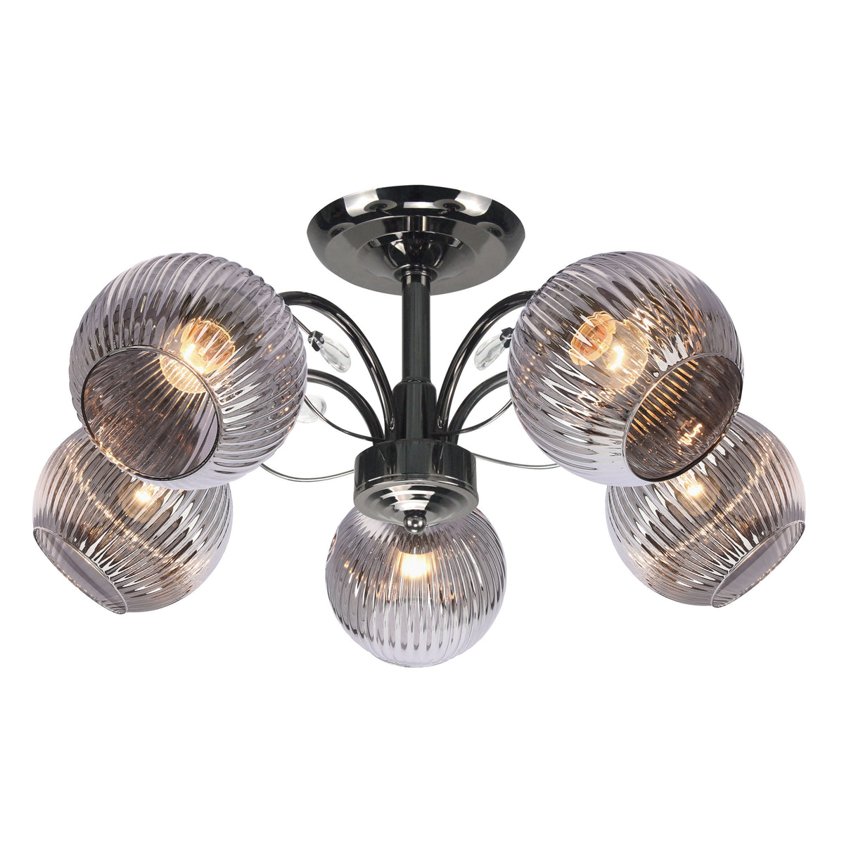 CROMAT lampa sufitowa czarny perłowy 5x40W E27 klosz grafitowy