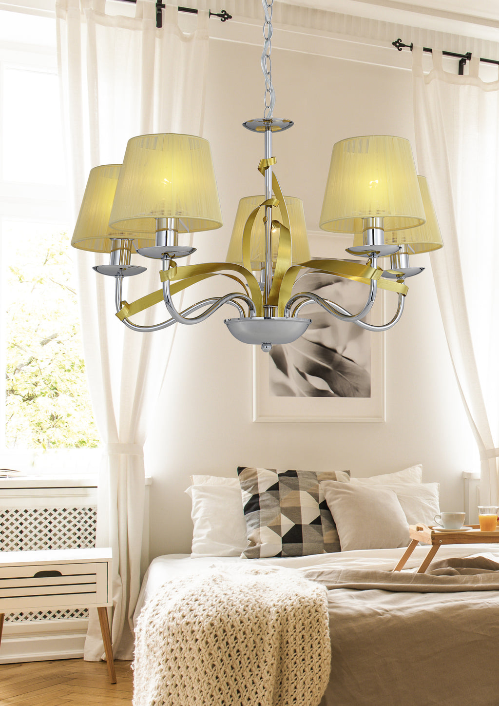 DIVA lampa wisząca 5x40W E14 chrom/złoty