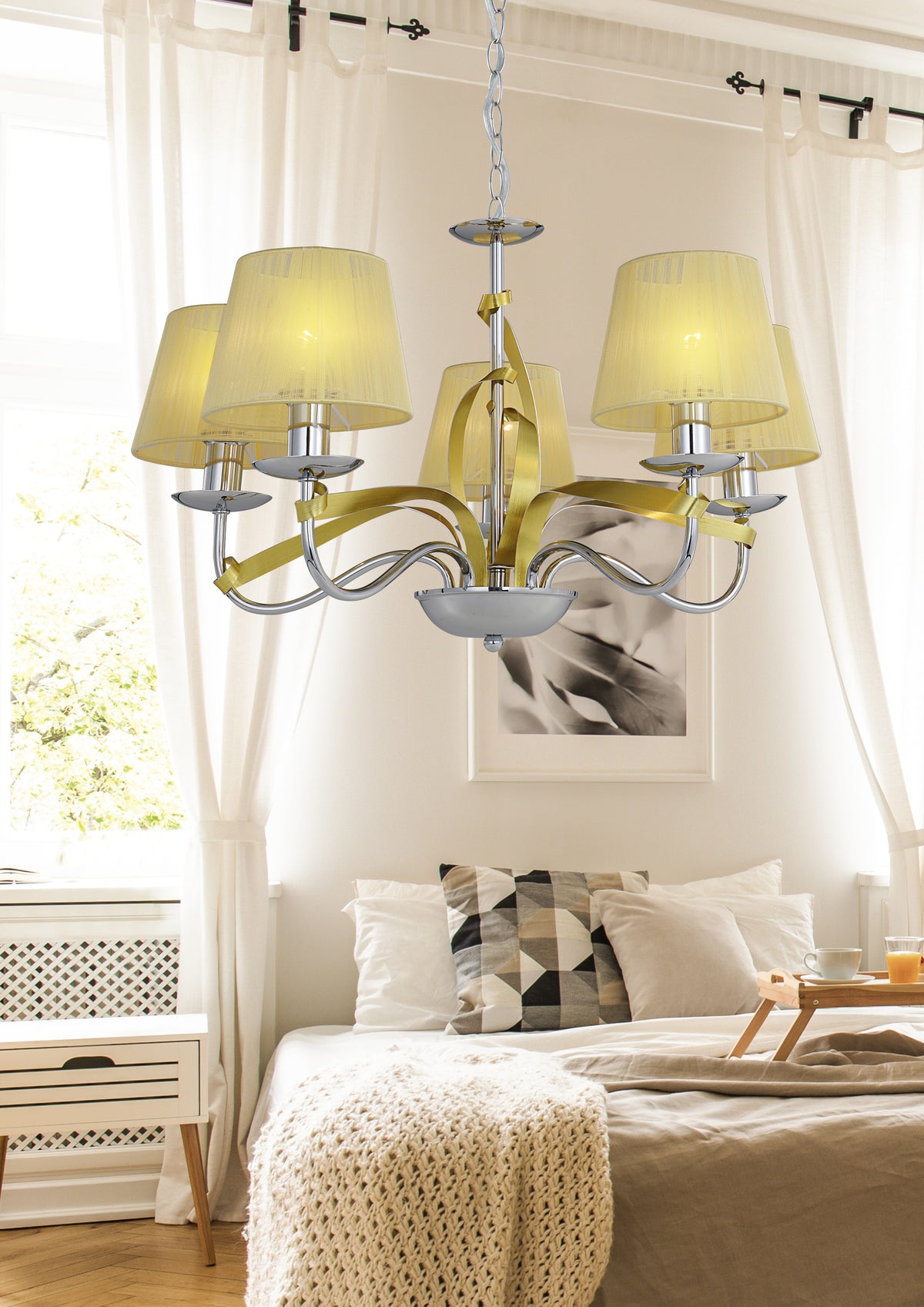 DIVA lampa wisząca 5x40W E14 chrom/złoty