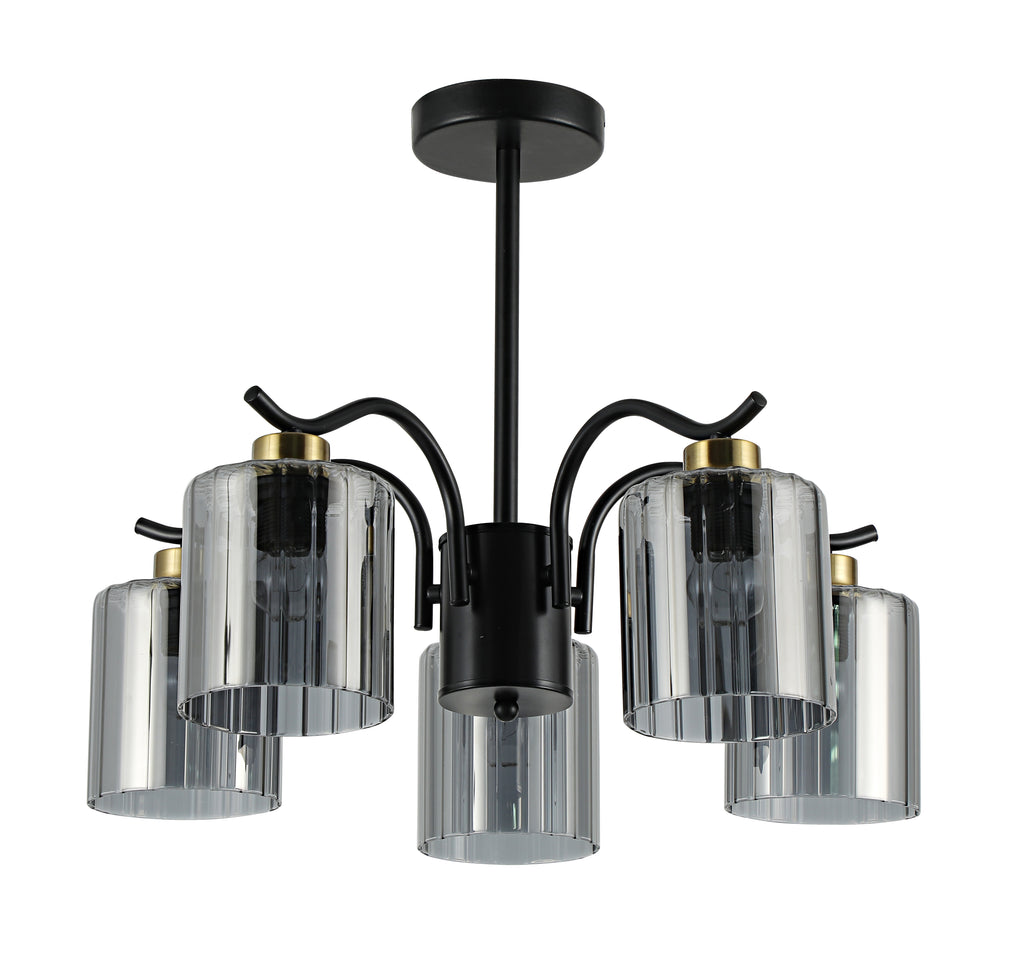 VISTO lampa wisząca czarny 5x40W E27 klosz dymiony