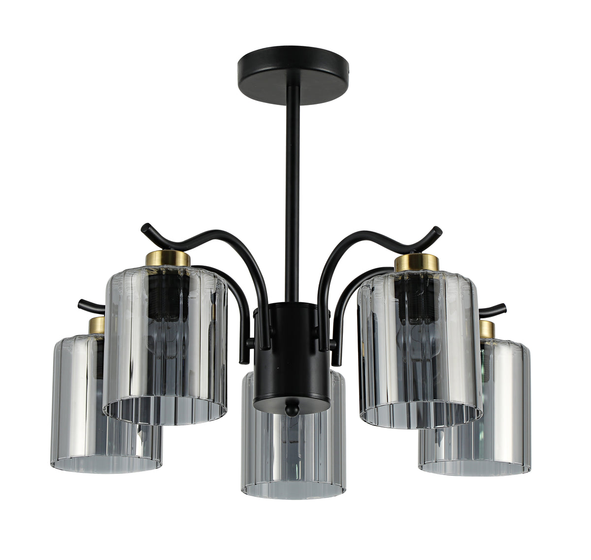 VISTO lampa wisząca czarny 5x40W E27 klosz dymiony