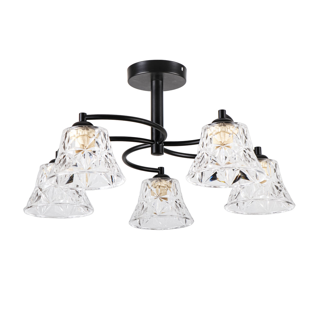 SUDAN lampa wisząca czarny 5x40W E27 klosz bezbarwny