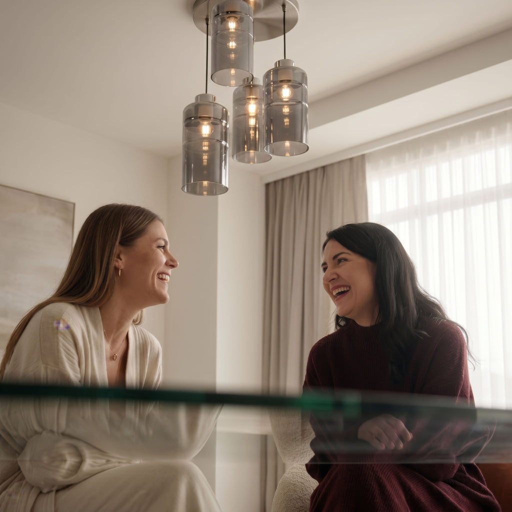 METZ lampa wisząca talerz chromowy 5x40W E27 klosz dymiony lustrzany