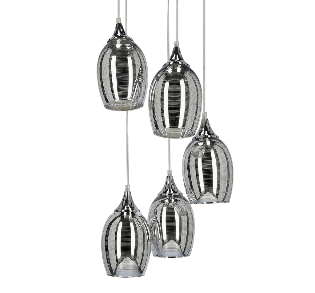 MARINA lampa wisząca talerz 5x60W E27 chrom