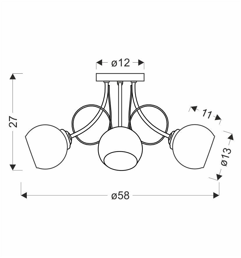 FANTA lampa sufitowa chromowy 5x40W E27 klosz biały