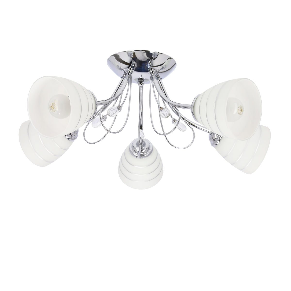SIMPLI lampa wisząca 5*40W E27 chrom z kryształkiem+klosz z paskiem