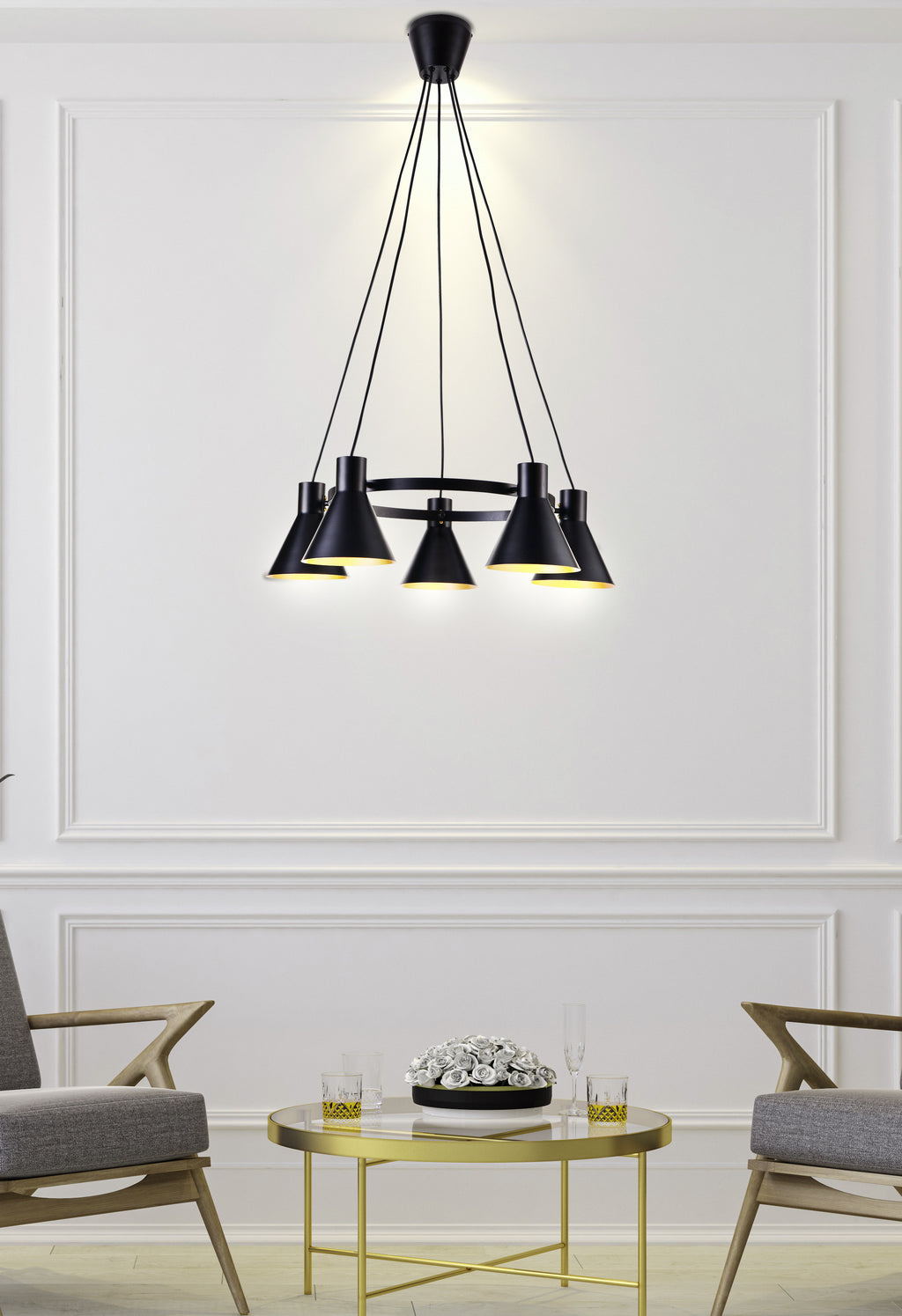 MORE lampa wisząca 5x40W E27 czarny matowy