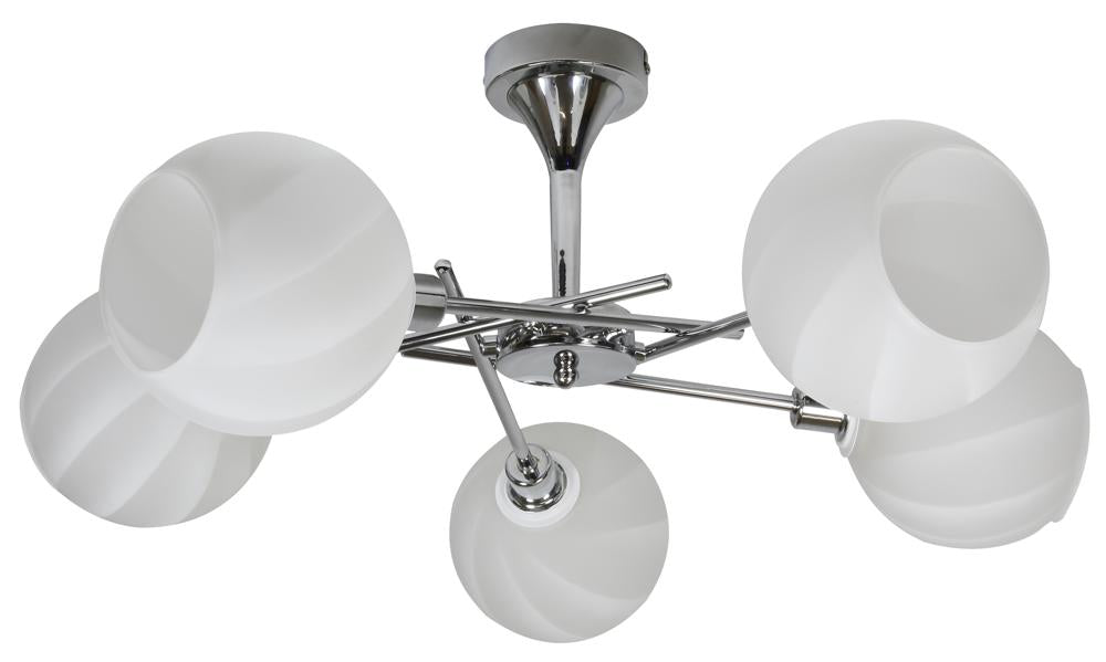 RAUL lampa wisząca 5x40W E14 chrom klosz biały