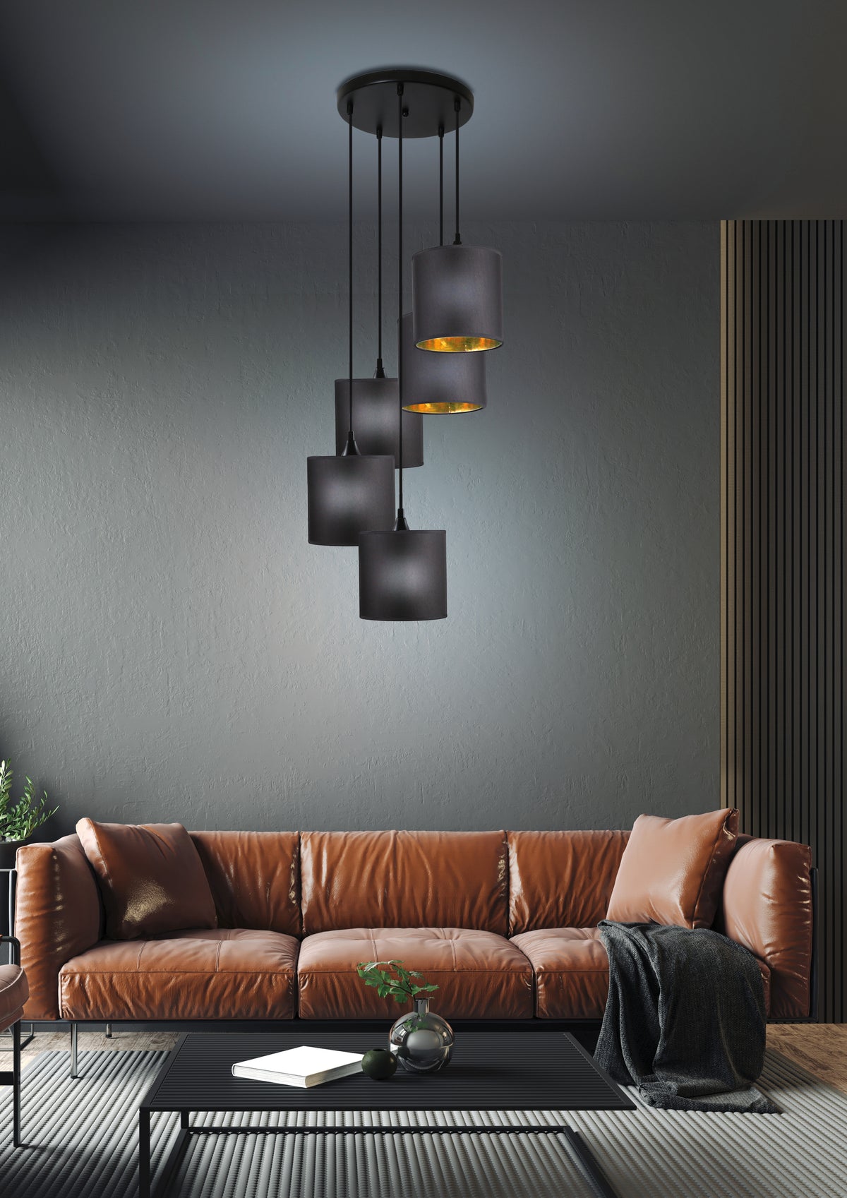 LONG lampa wisząca talerz 5x40W E14 czarny