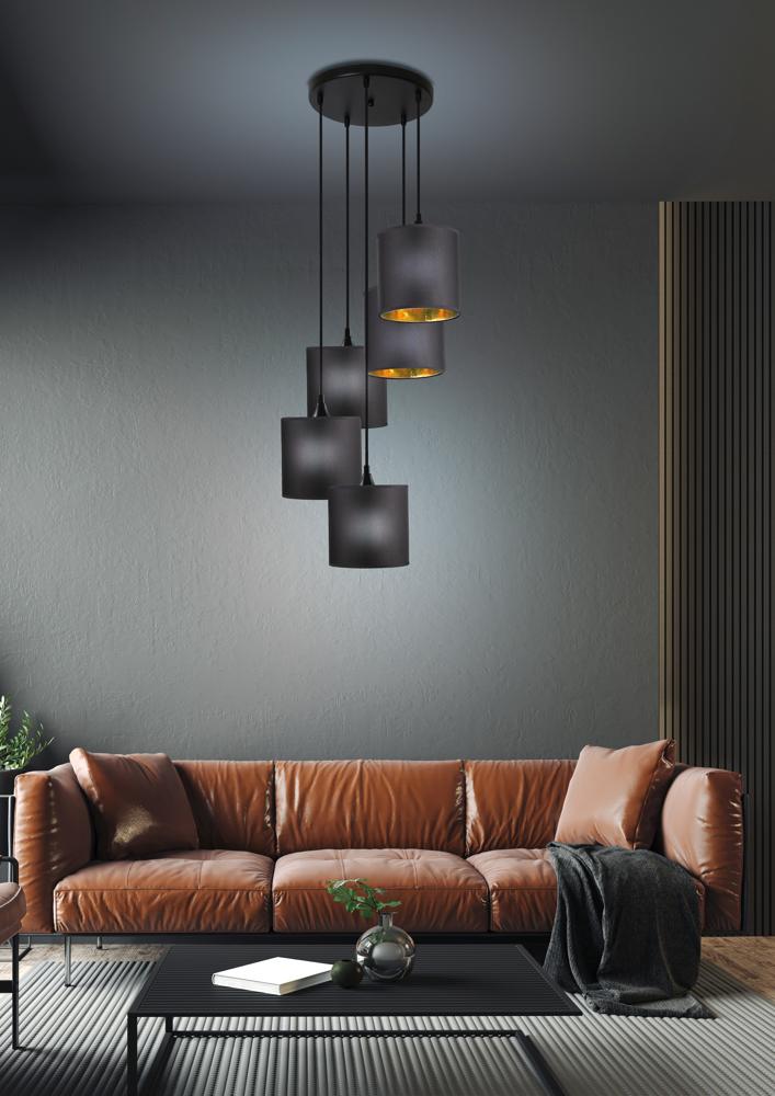 LONG lampa wisząca talerz 5x40W E14 czarny