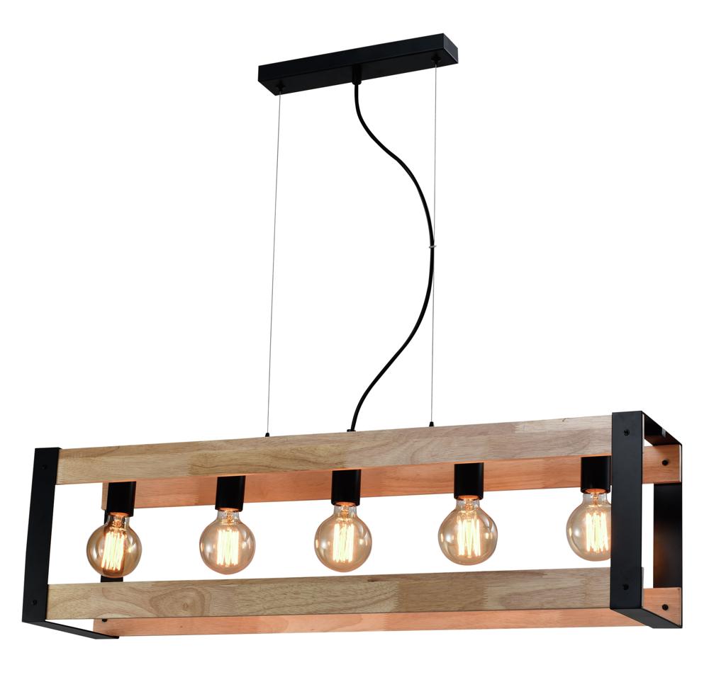 Varna lampa wisząca czarny 5x40W E27 klosz czarny