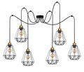 Primo p lampa wisząca czarny+złoty 6x60W E27 klosz czarny