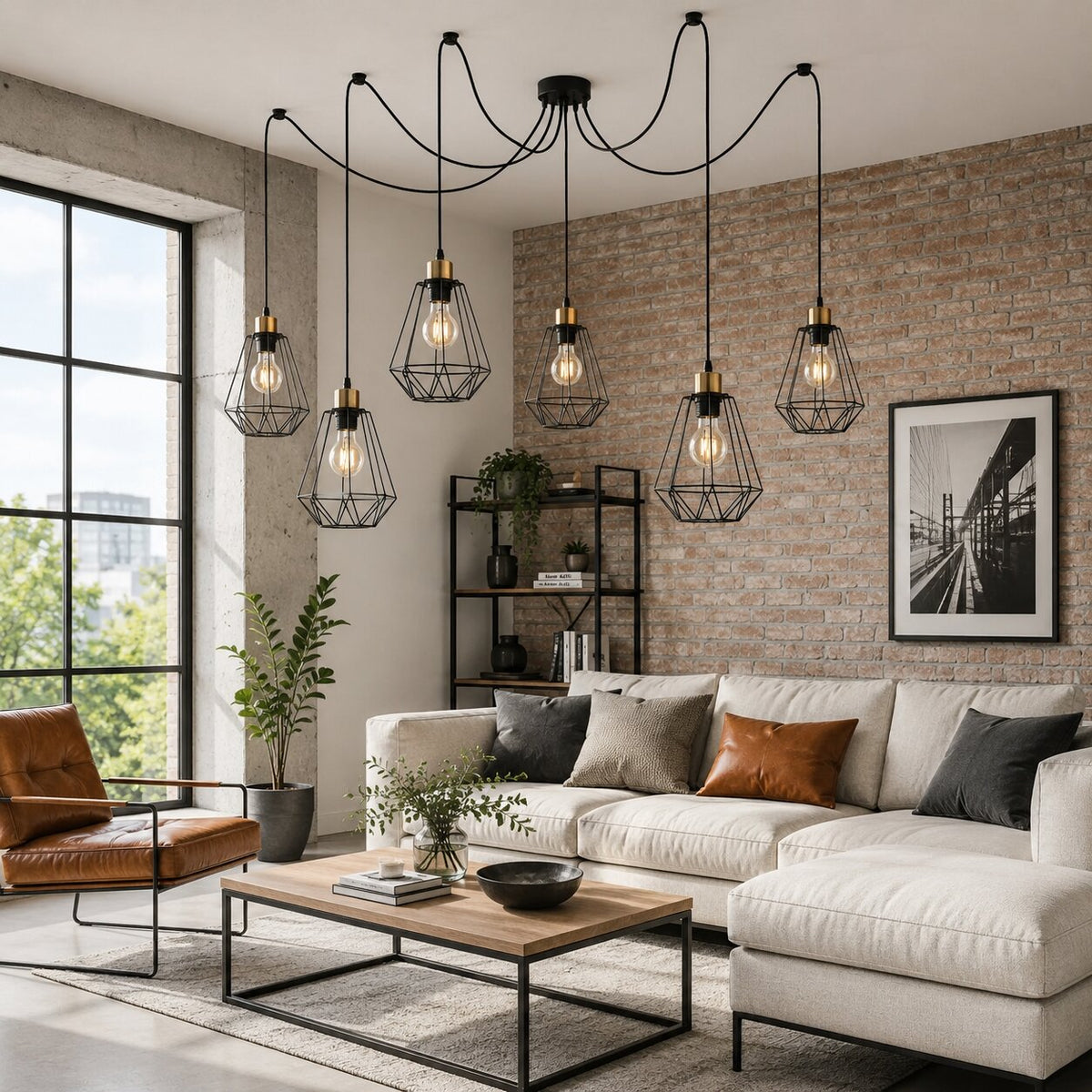 Primo p lampa wisząca czarny+złoty 6x60W E27 klosz czarny