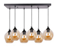 Aspa lampa wisząca czarny 6x40W E27 klosz brązowy