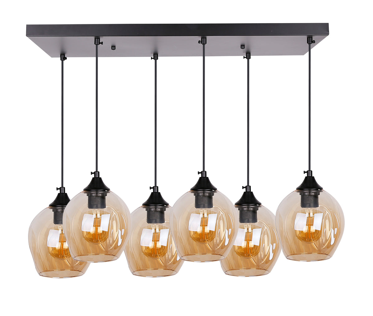 Aspa lampa wisząca czarny 6x40W E27 klosz brązowy