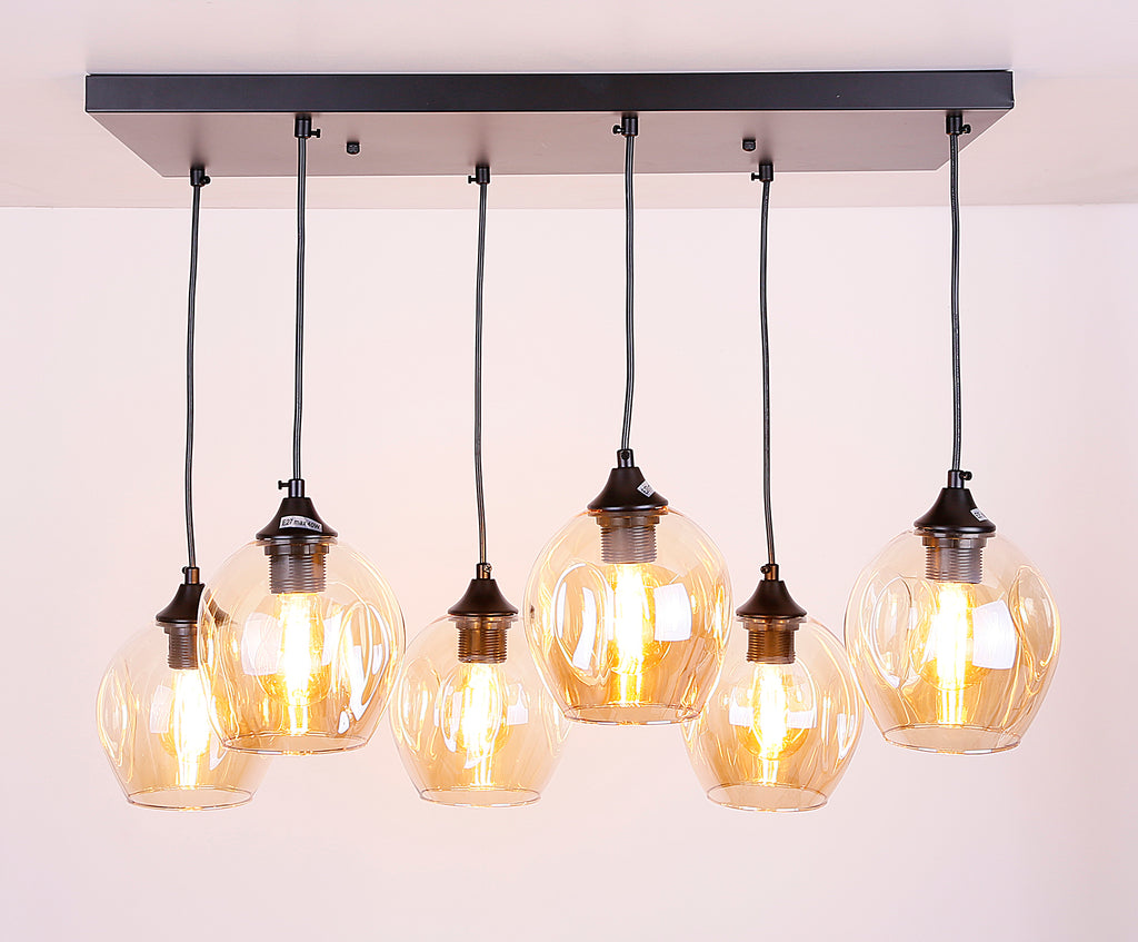 Aspa lampa wisząca czarny 6x40W E27 klosz brązowy