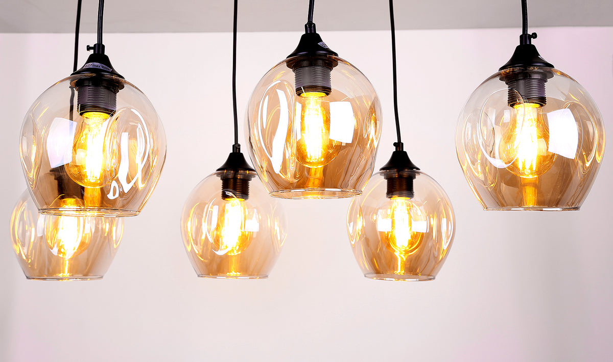 Aspa lampa wisząca czarny 6x40W E27 klosz brązowy