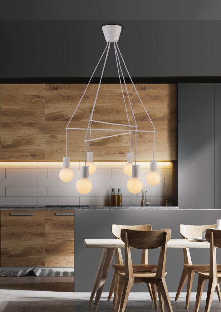 ALTO lampa wisząca 6x40W E27 biały matowy