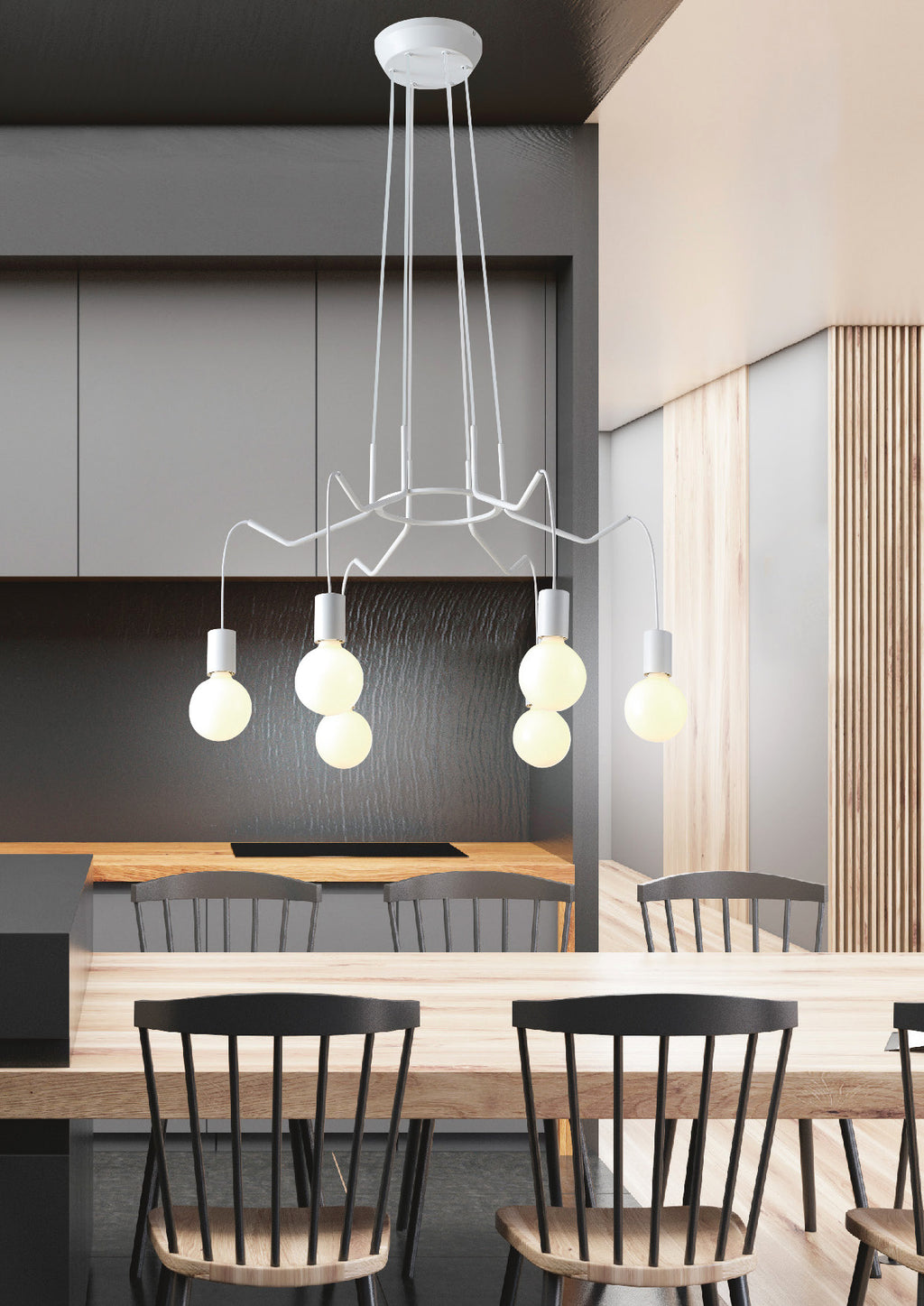 BASSO lampa wisząca 6x40W E27 biały matowy