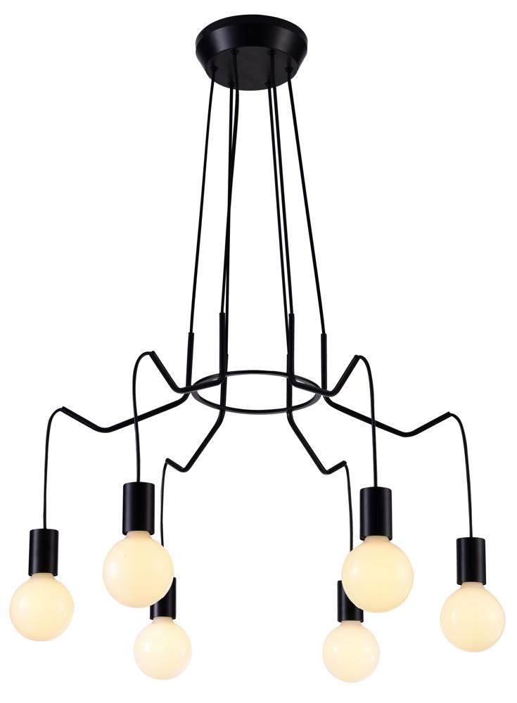 BASSO lampa wisząca 6x40W E27 czarny matowy