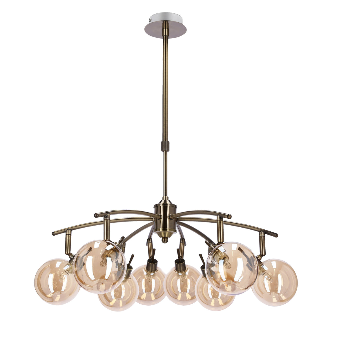 Lentini lampa wisząca patynowy 8x40W G9 klosz bursztynowy