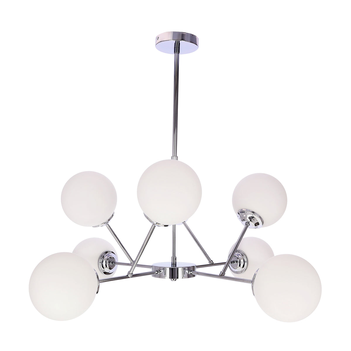 BELWEDER lampa wisząca sufitowa 8x40W E14 chromowana oprawa biały klosz elegancka klasyczna do salonu jadalni sypialni żyrandol błyszczący