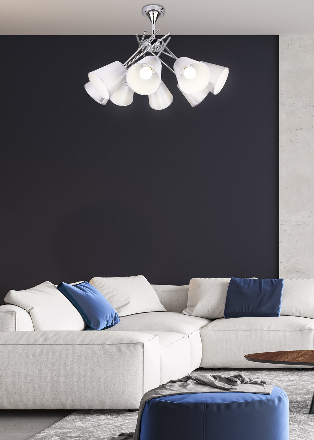 VOX lampa wisząca 8x40W E14 chrom z abażurem